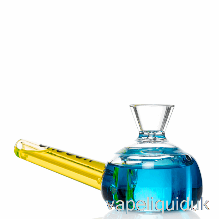 Cheech Glass Dual Bun Freezable Hand Pipe Blue / Green Vape Juice